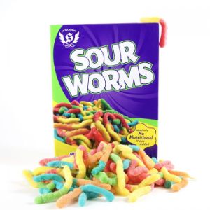 Itsugar Sour Worms Big Cereal Gift Box - Sour Worms Cereal Box Candy Shot - aa Global - DB24264